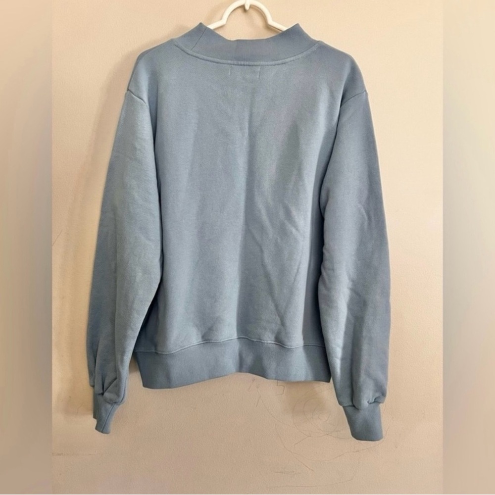 RARE Parke Maggie &Emma Heritage Varsity Mockneck Sweatshirt Sky Blue Size S/M - Picture 5 of 5